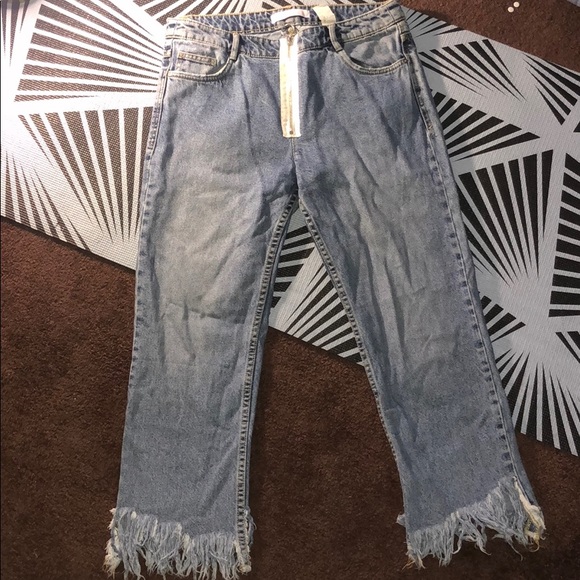 Zara Denim - Zara trf frayed bottom jeans US8